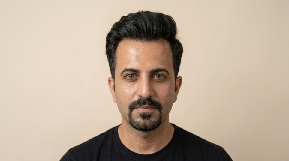 Extended goatee beard style that suits men with patchy cheeks.