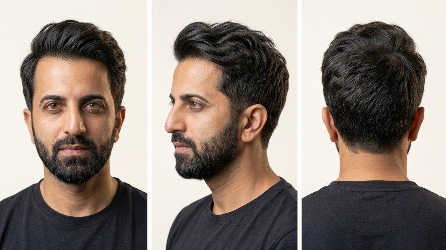 Man with thin hair wearing a classic Ivy League haircut