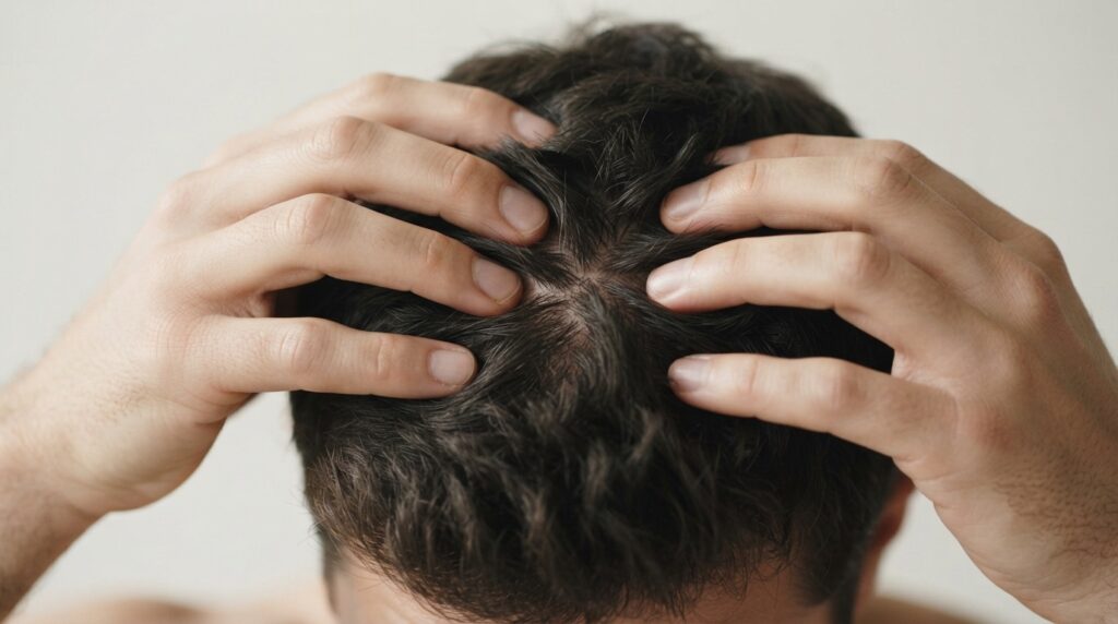 Gentle scalp massage before washing to support overall scalp health.