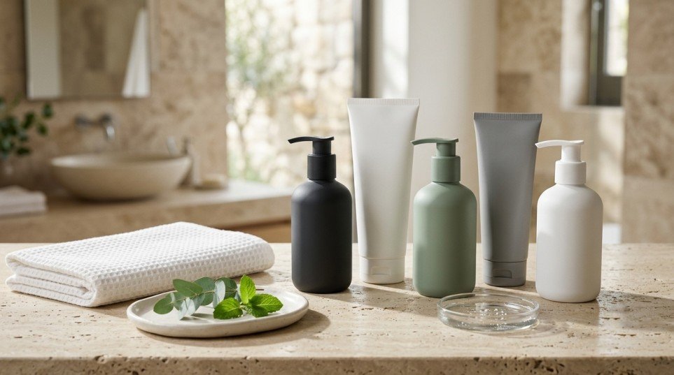 Five face washes for oily skin for men arranged in a premium editorial skincare setup.
