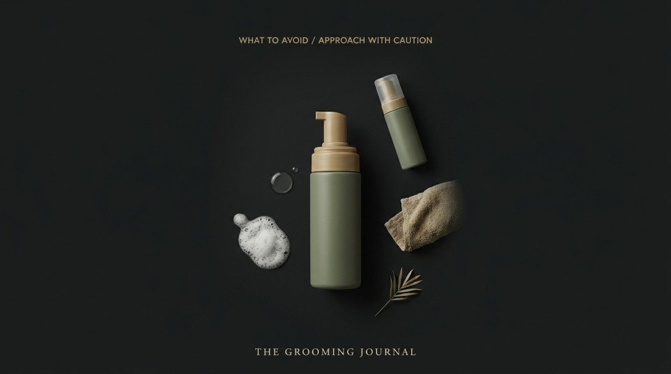 Beard wash with visual cues for avoiding overly harsh formulations