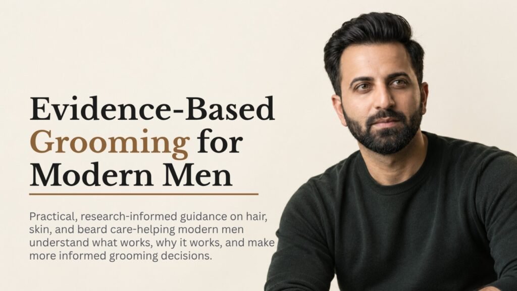 Evidence-Based Grooming h2 wrinten on ivory background with a hero image 